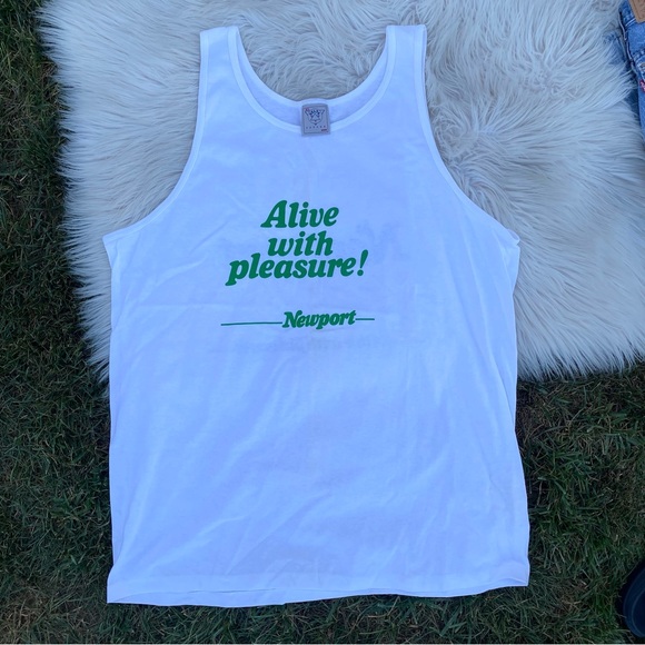 Vintage 80s Newport Alive With Pleasure White Tank Top Men’s XL - Picture 1 of 4
